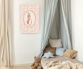 Pink Bunny Floral Art Print, 3 of 3