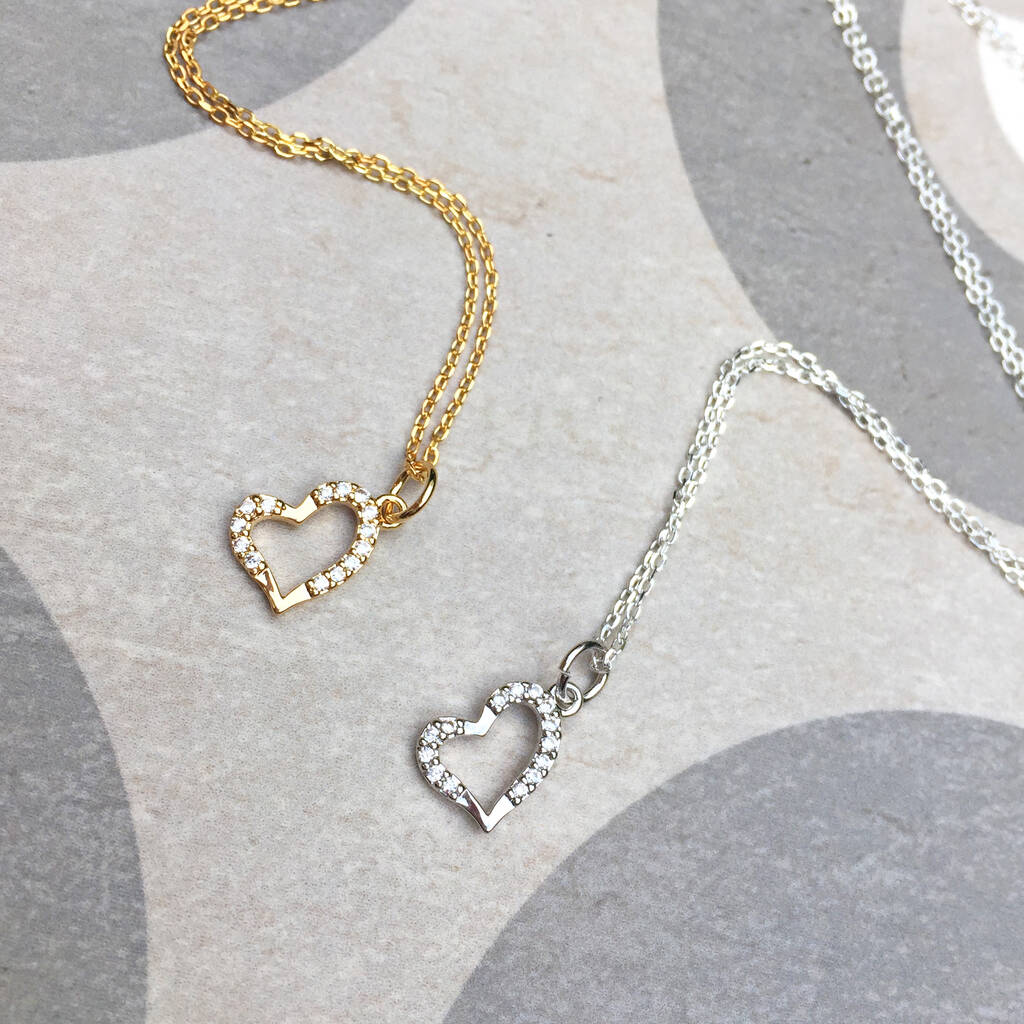 Sterling Silver / Gold Heart Pendant Necklace By Ashiana London ...