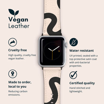 White Swirl Lines Vegan Leather Apple Watch Band, 2 of 7