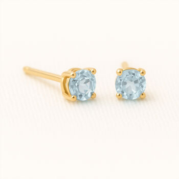 9ct Gold March Aquamarine Birthstone Stud Earrings, 3 of 4