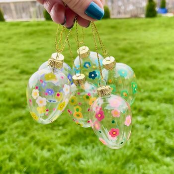 Set Of Six Glass Hanging Decorations, 2 of 3
