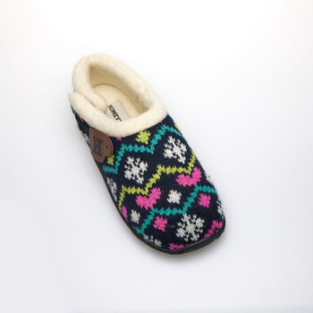 Heidi Navy Nordic Women's Slippers Indoor/Garden Shoes, 11 of 11