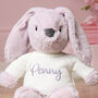 Personalised Max And Boo Large Bunny Soft Toy In Pink, Lavender And Amber, thumbnail 6 of 11