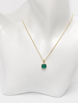 Gold Green Onyx Pendant Necklace, 3 of 8