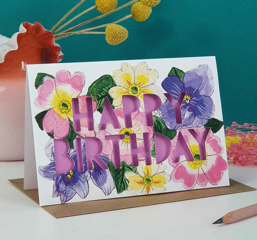 February Birth Flower Paper Cut Birthday Card, 1 of 4
