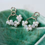 Delicate Floral Drop Earrings With Pearls, thumbnail 3 of 10