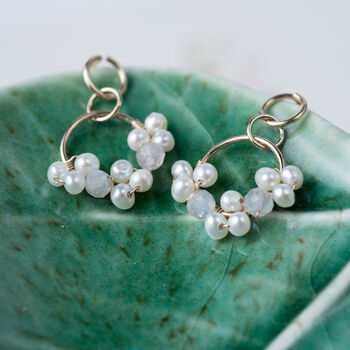 Delicate Floral Drop Earrings With Pearls, 3 of 10