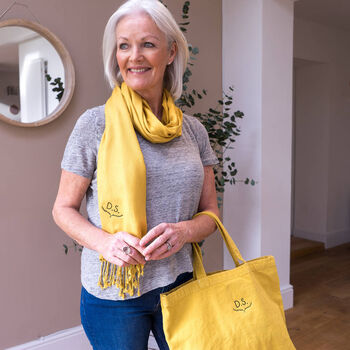 Personalised Embroidered Monogram Bag And Scarf Set, 3 of 6