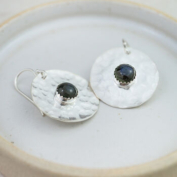 Sterling Silver Semi Precious Shield Earrings, 5 of 12