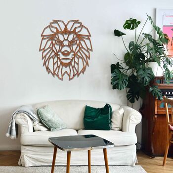 Geometric Lion Head Metal Wall Art Home Office Decor, 7 of 9