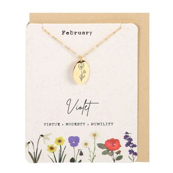 February Violet Birth Flower Necklace Card, 2 of 4