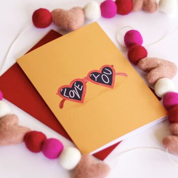 Heart Shaped Sunglasses Valentine's Card, 4 of 4