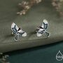 Magpie Bird Stud Earrings In Sterling Silver With Enamel Glaze, thumbnail 1 of 12
