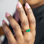 Green Onyx Gemstone Ring With A Triple Baguette Cut, thumbnail 1 of 7