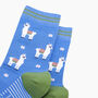 Llama Floral Bamboo Socks In Blue, thumbnail 2 of 4