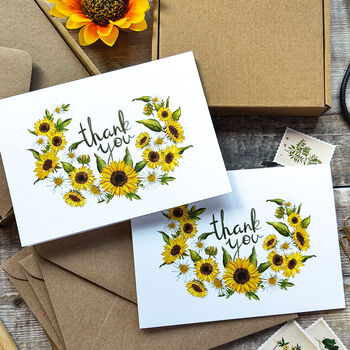 Sunflower Curl Thank You Cards And Envelopes, 3 of 3