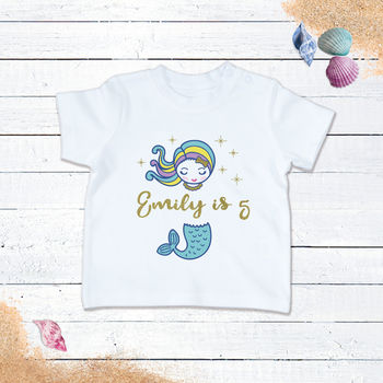 Sparkly Mermaid Birthday T Shirt, 2 of 2