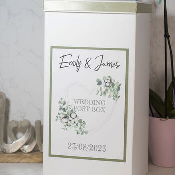 Geometric Floral Heart Wedding Post Box, 3 of 4