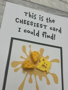 Cheese Polymer Clay Birthday Card Handmade, 5 of 12