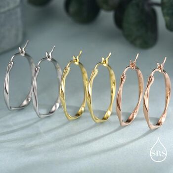 Large Mobius Hoop Earrings In Sterling Silver, 3 of 12