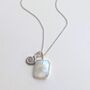 The Duo Moonstone Necklace, Silver, thumbnail 3 of 10
