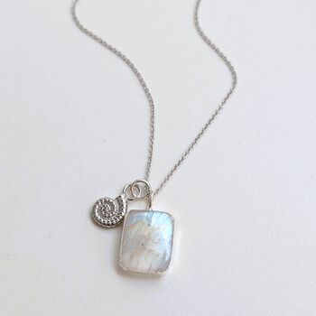 The Duo Moonstone Necklace, Silver, 3 of 10
