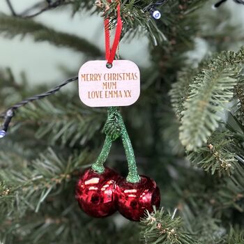 Personalised Glass Cherry Shaped Bauble, 2 of 5