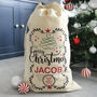 Personalised Christmas Wreath Style Cotton Sack, thumbnail 1 of 2