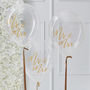 Clear And Gold Printed Mr And Mrs Wedding Balloons, thumbnail 1 of 3