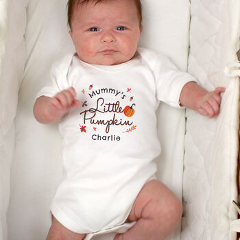 Personalised Little Pumpkin Baby Vest, 3 of 3