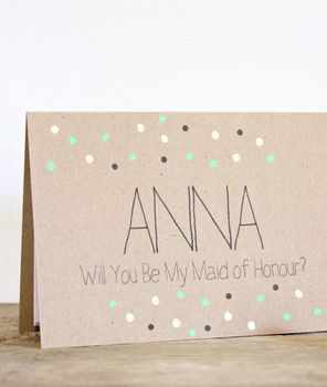 Personalised 'Be My Maid Of Honour' Wedding Card, Gold, 2 of 4
