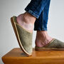 Men's Sheepskin Slip On Slippers Olive, thumbnail 1 of 4