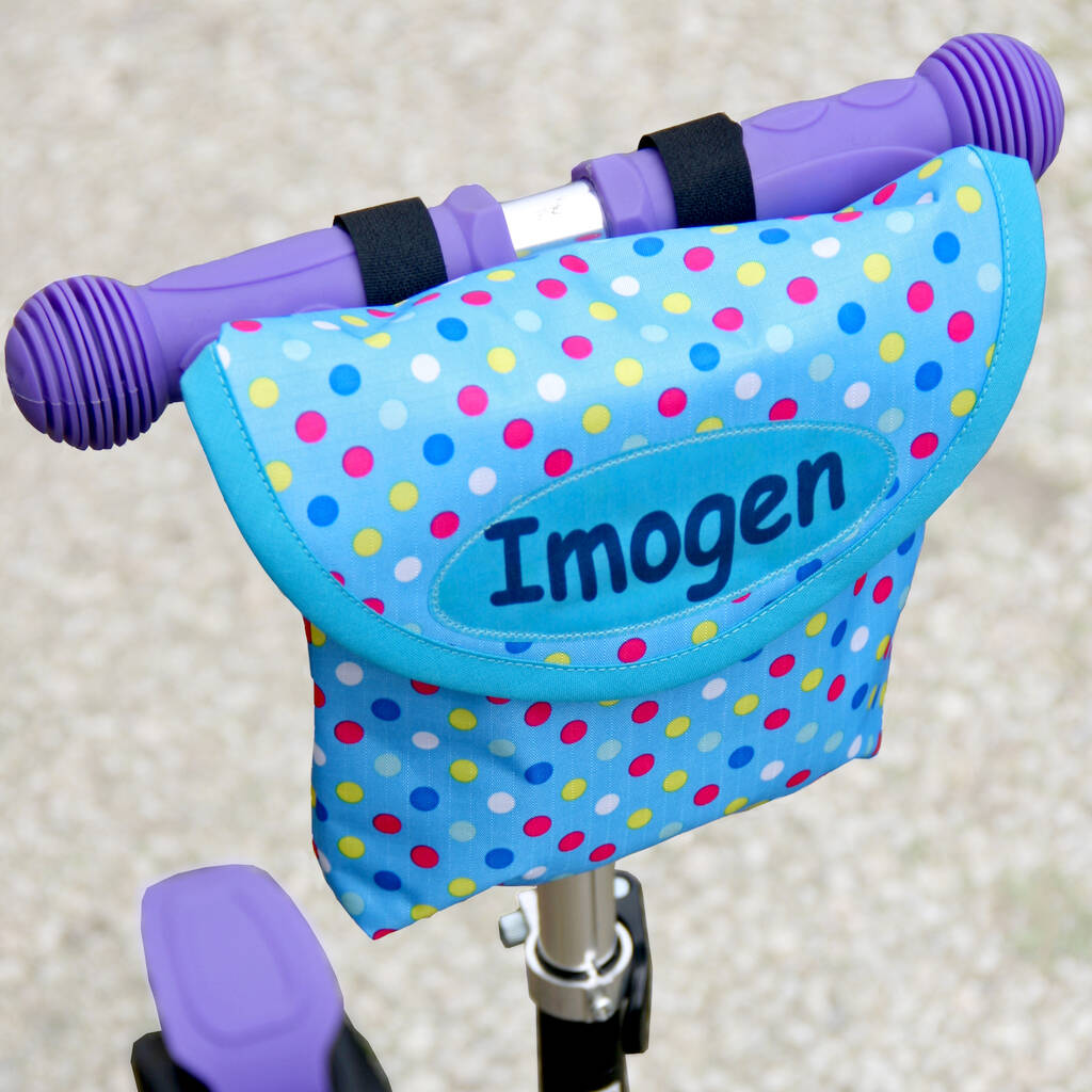 Child's Personalised Blue Spotty Scooter Bag, 1 of 7