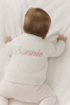 Personalised Ribbed Knitted Baby Cardigan, 3 of 7