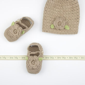 Flower Organic Hat And Booties Gift Set, 7 of 9
