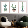 Set Of Three Cactus Plant Scandi Wall Art Prints, thumbnail 1 of 5