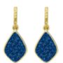18k Gold Plated Blue Druzy Crystal Drop Earrings, thumbnail 2 of 4