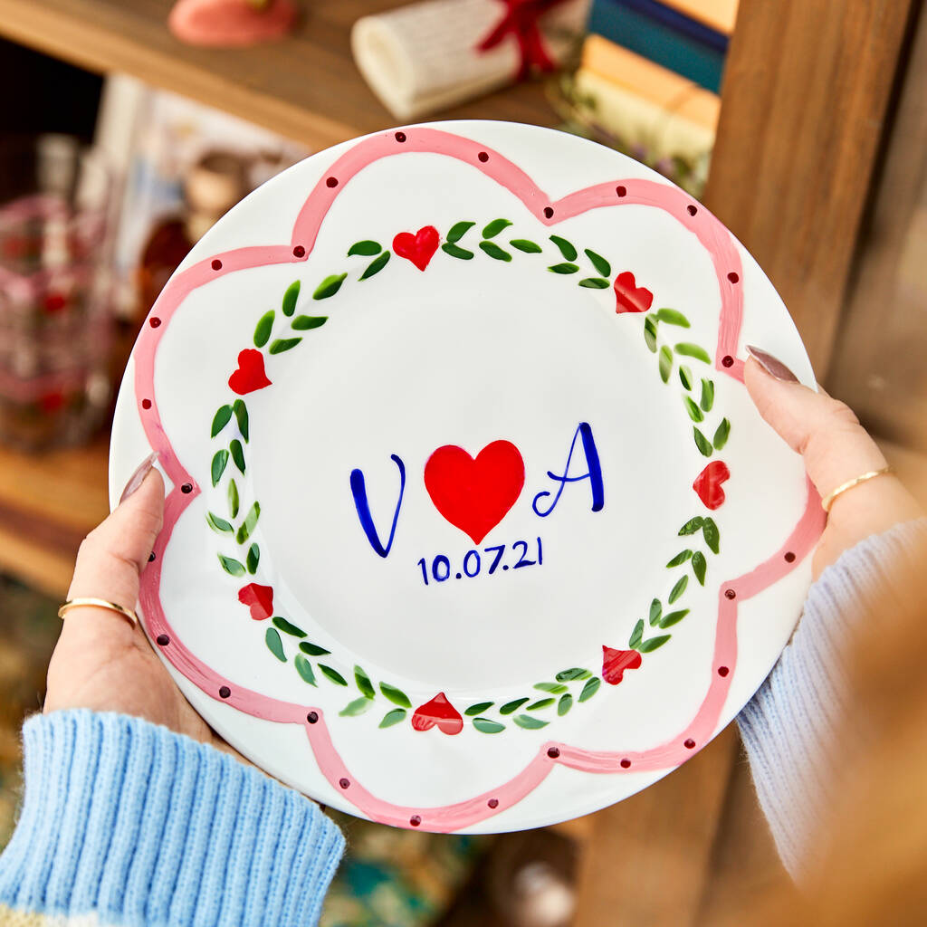 Personalised Hand Decorated Initials Anniversary Plate, 1 of 2