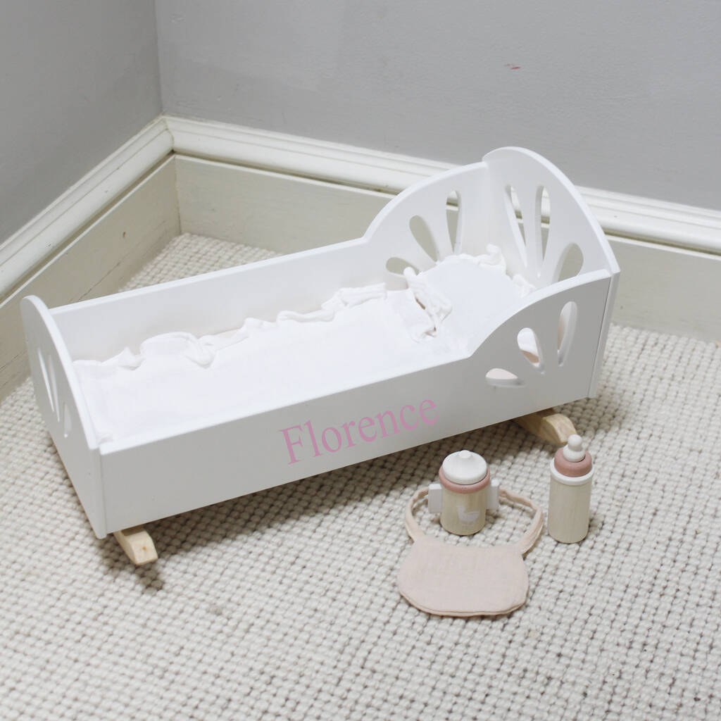 Personalised Wood Dolls Cot By Lime Tree London