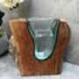 18cm Molten Glass Wedge Vase On Teak Root Flower Holder, thumbnail 4 of 12