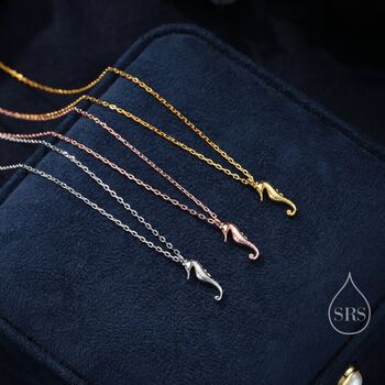 Sterling Silver Cute Little Seahorse Pendant Necklace, 2 of 12