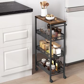 Four Tier Trolley Space Saving Kitchen Cart With Handle, 2 of 12