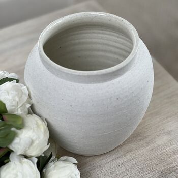 Matt White Ceramic Textured Vase, 2 of 3