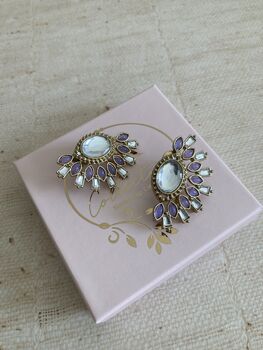 Purple Kundan Statement Lightweight Earrings, 5 of 5
