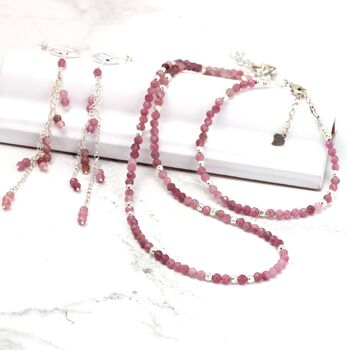Pink Tourmaline Hoop Drop Earrings, 10 of 11