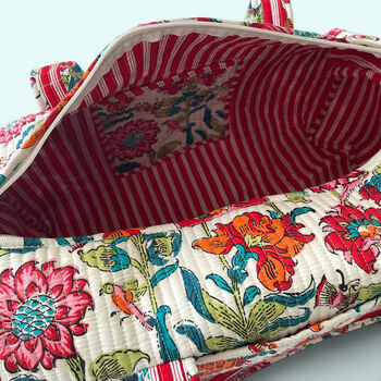 Large Weekend Duffle Bag | Red Block Print Floral, 4 of 6