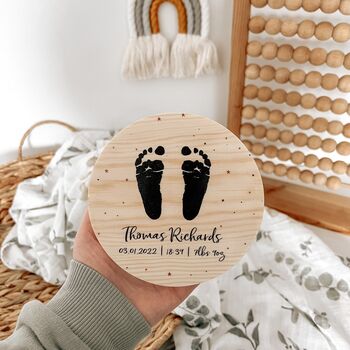 Baby Hand Foot Print Wooden Plaque Keepsake, 2 of 6
