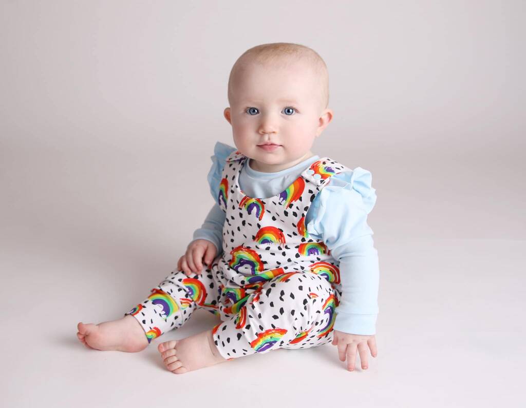 Organic Rainbow Baby And Toddler Dungarees, 1 of 5