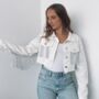 Cropped Denim Bride Jacket With Tassels White, thumbnail 2 of 4