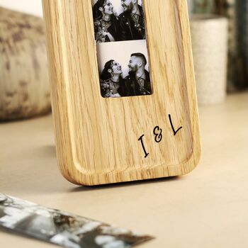 Solid Oak Photobooth Frame With Personalisation And Photo Strip Print Option, 6 of 11
